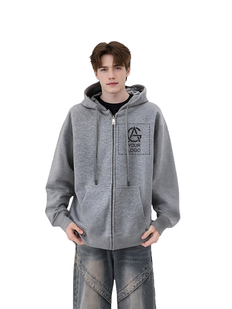 400GSM heavyweight cotton hooded zipper sweatshirt