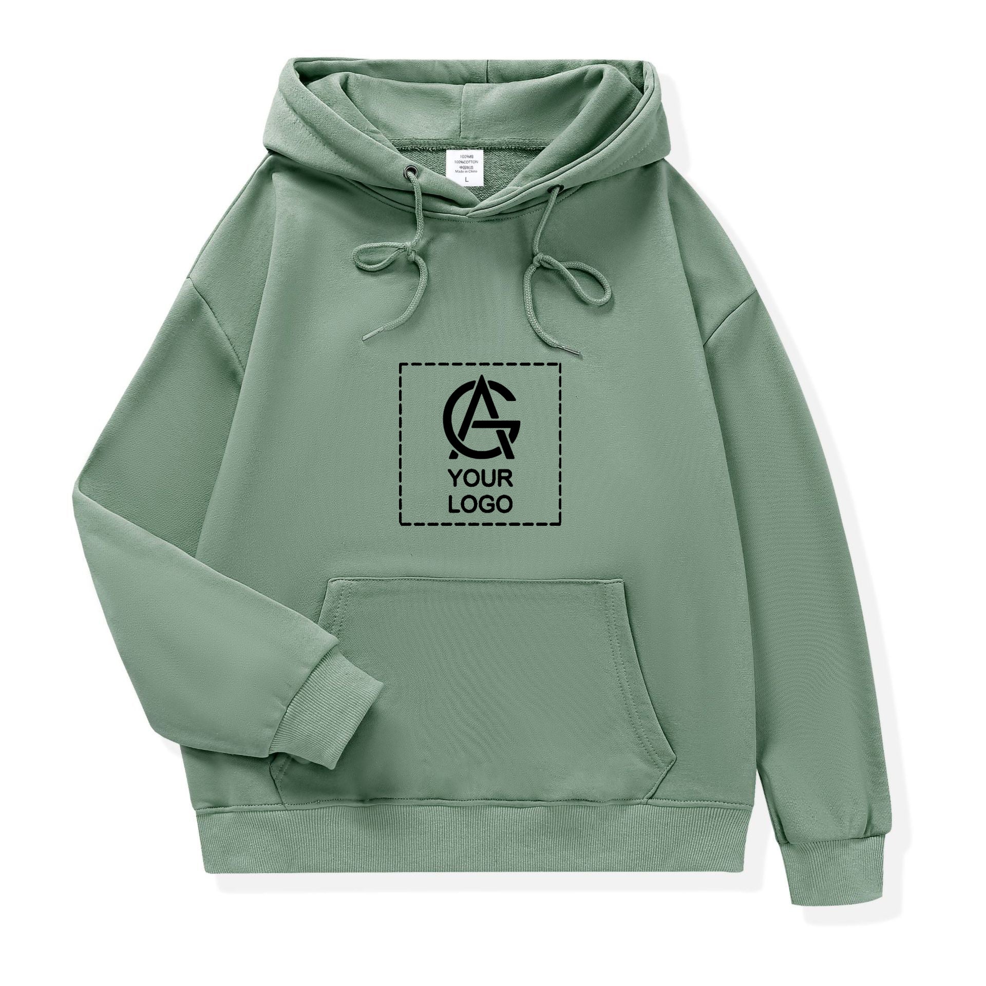 310GSM Pure Cotton Terry Double-Layer Hooded Drop Shoulder Loose Hooded Pullover Sweatshirt