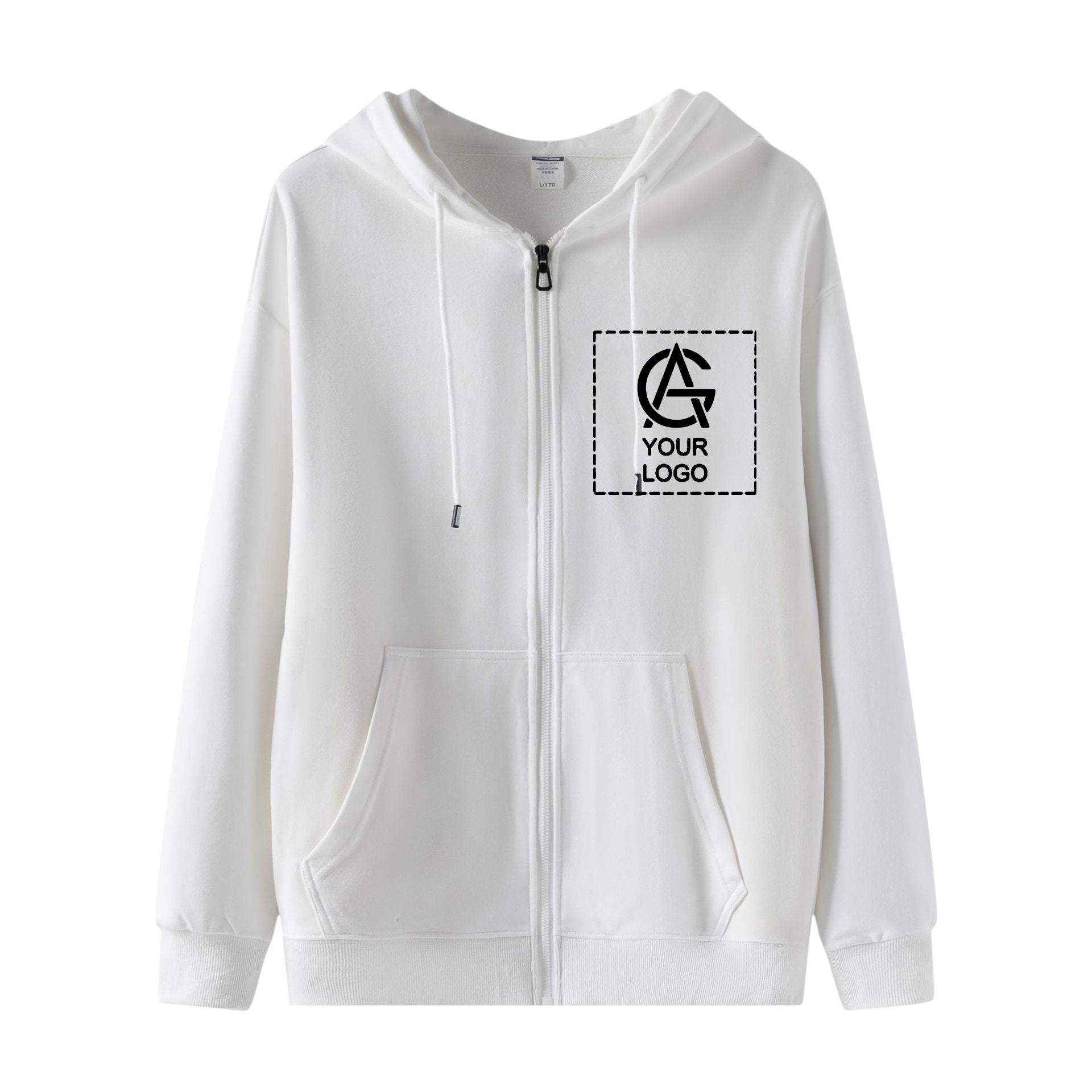 300GSM heavyweight cotton zipper double layer hood pocket sweatshirt