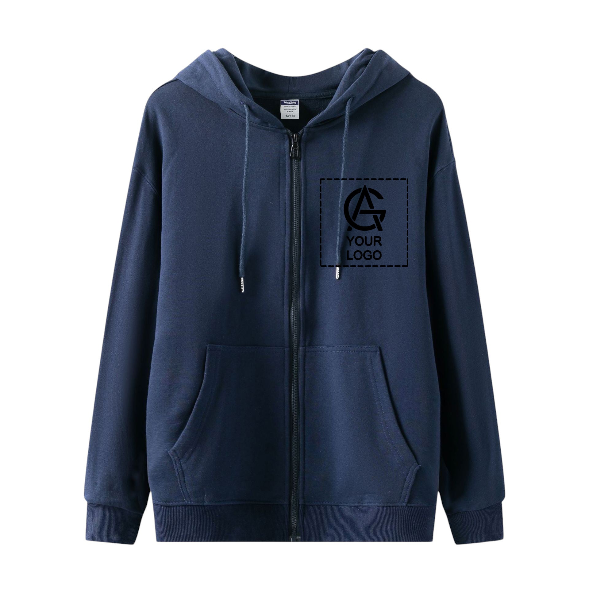 300GSM heavyweight cotton zipper double layer hood pocket sweatshirt