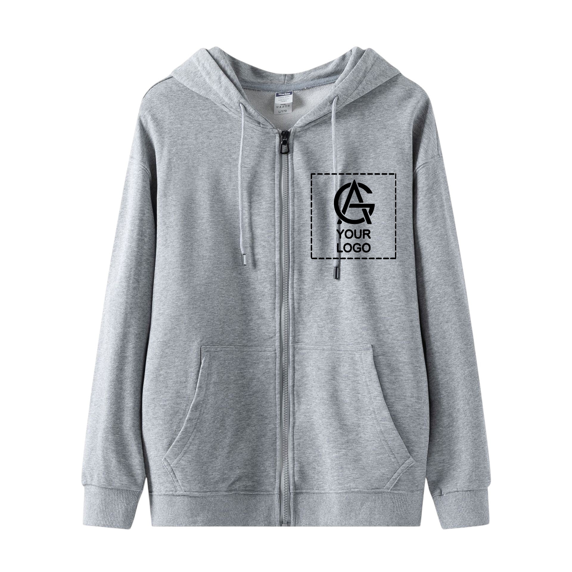 300GSM heavyweight cotton zipper double layer hood pocket sweatshirt