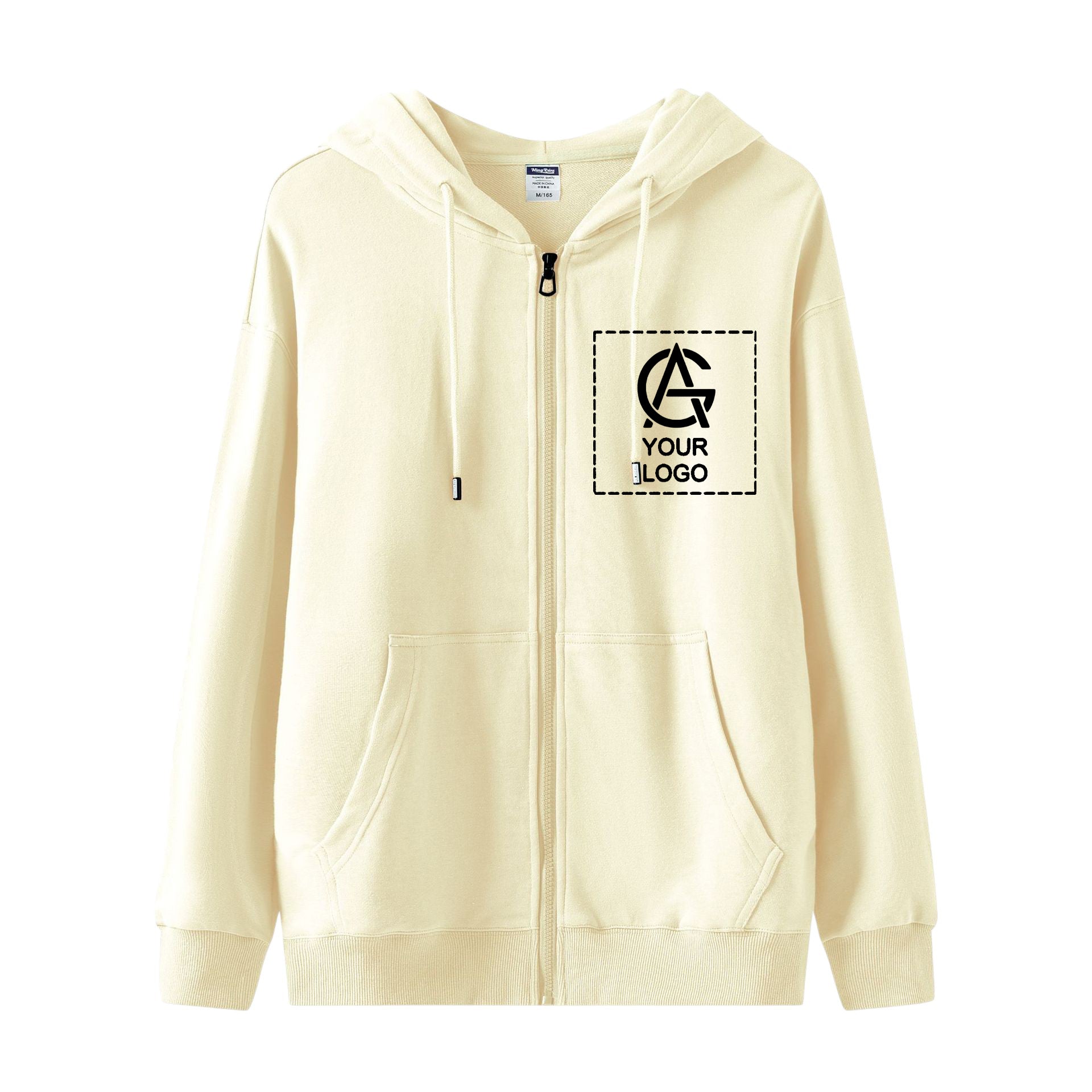 300GSM heavyweight cotton zipper double layer hood pocket sweatshirt