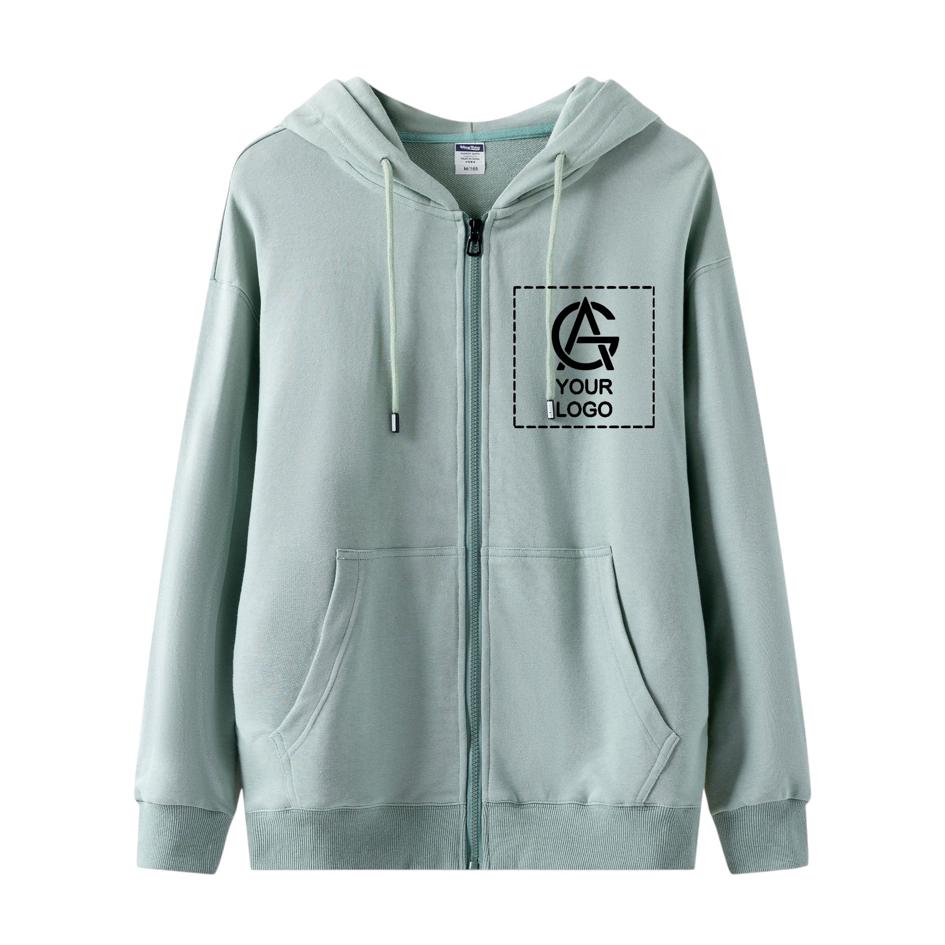 300GSM heavyweight cotton zipper double layer hood pocket sweatshirt