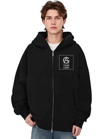 420GSM Heavyweight Trendy Hooded Zipper Sweatshirt