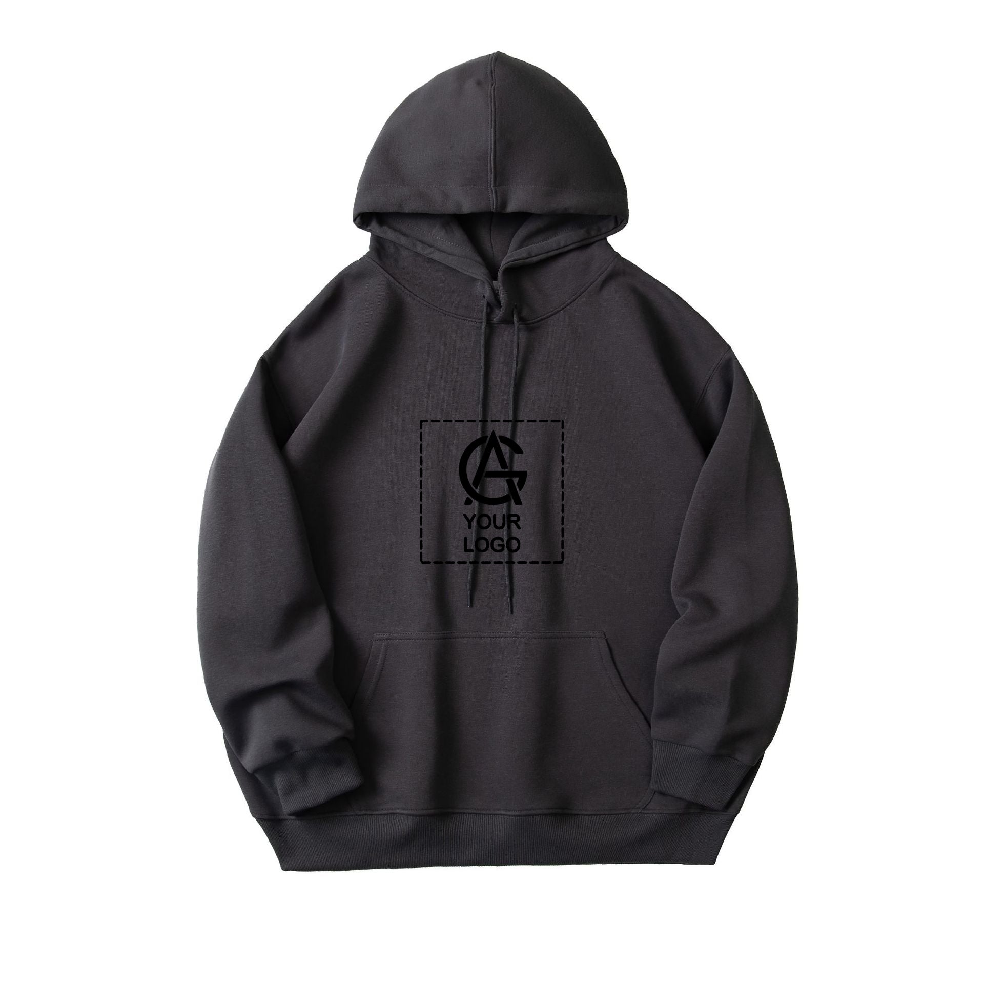 350GSM Pure Cotton Double-Layer Hooded Pocket Pullover Loose Sweatshirt