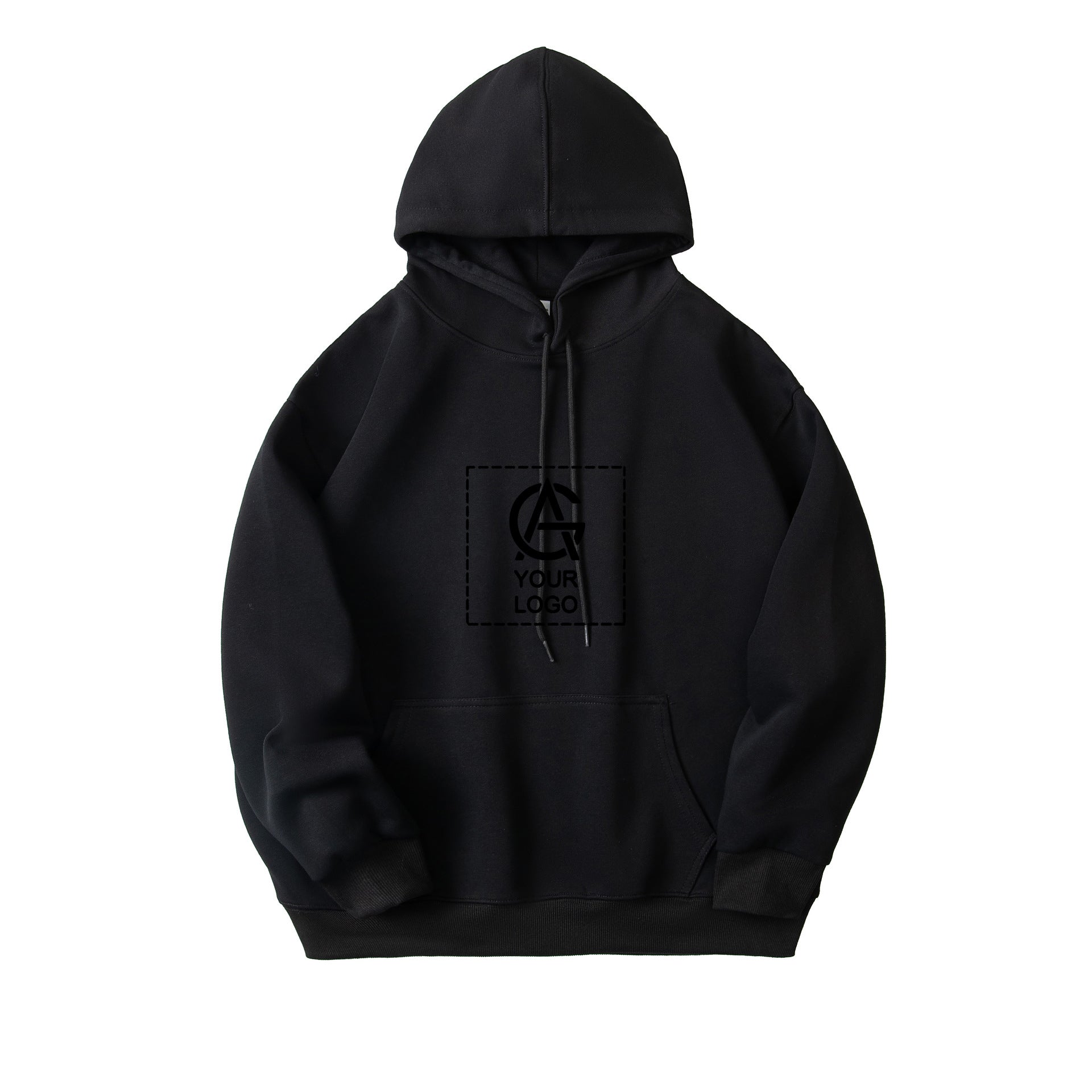 350GSM Pure Cotton Double-Layer Hooded Pocket Pullover Loose Sweatshirt