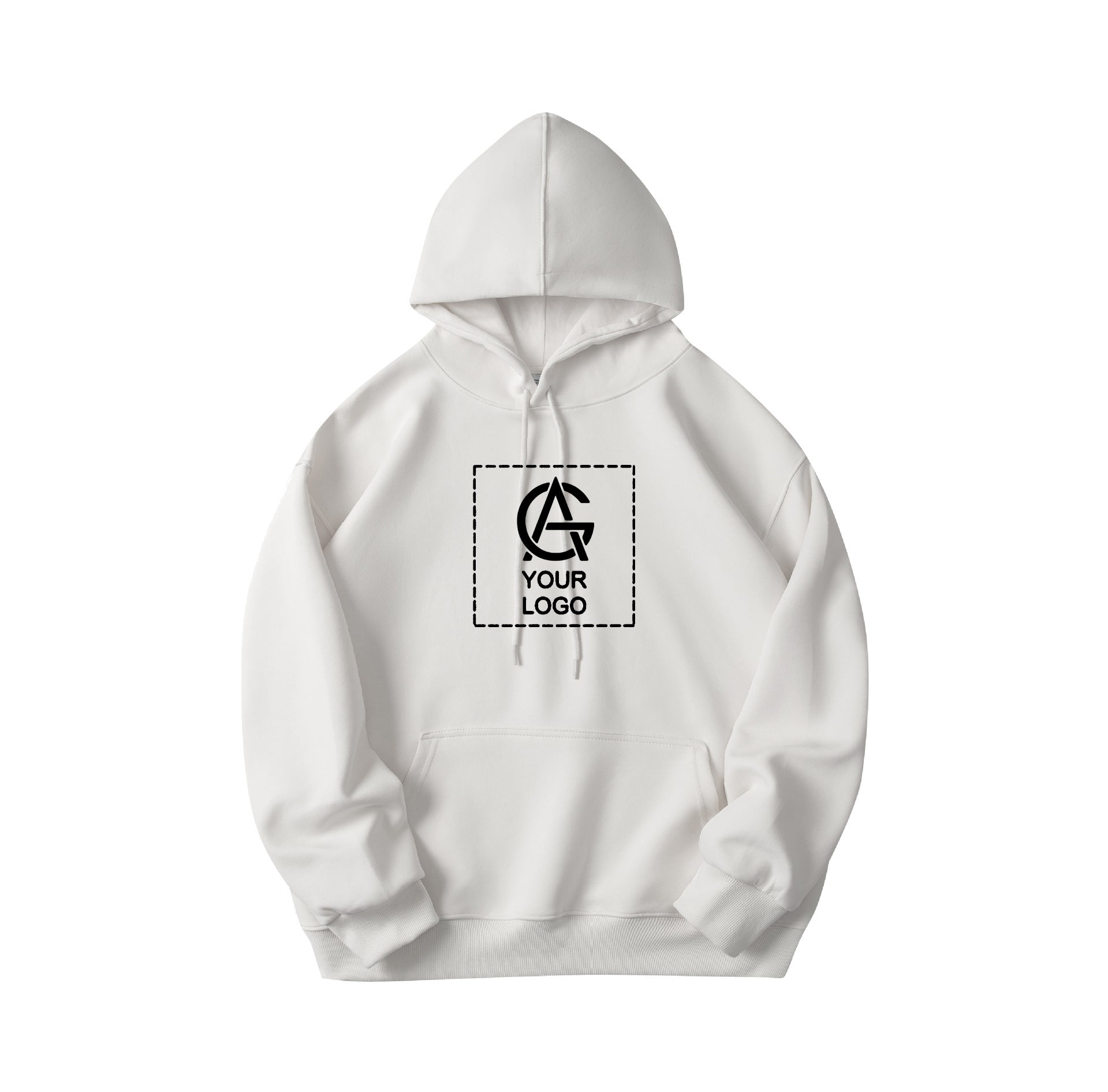 350GSM Pure Cotton Double-Layer Hooded Pocket Pullover Loose Sweatshirt