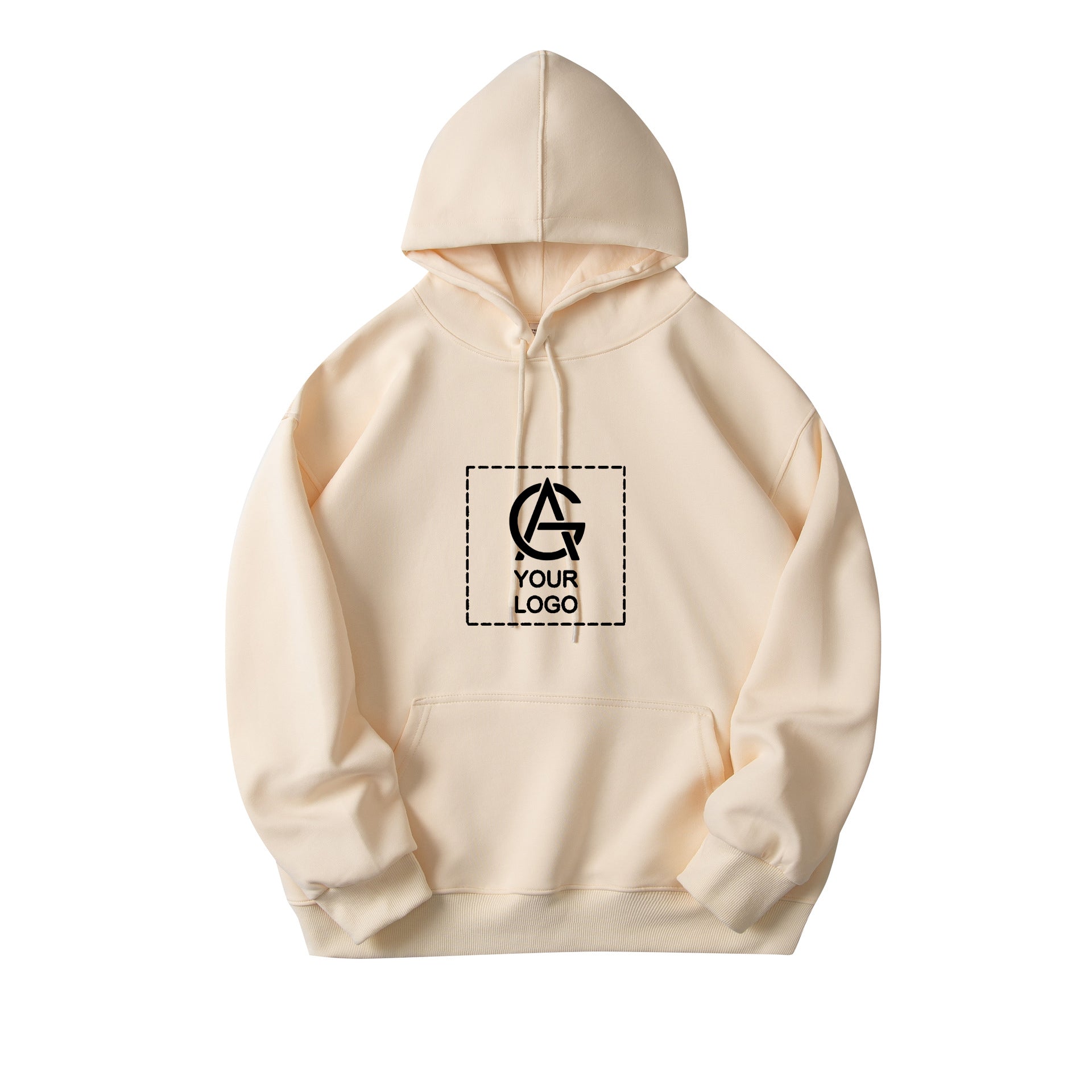 350GSM Pure Cotton Double-Layer Hooded Pocket Pullover Loose Sweatshirt