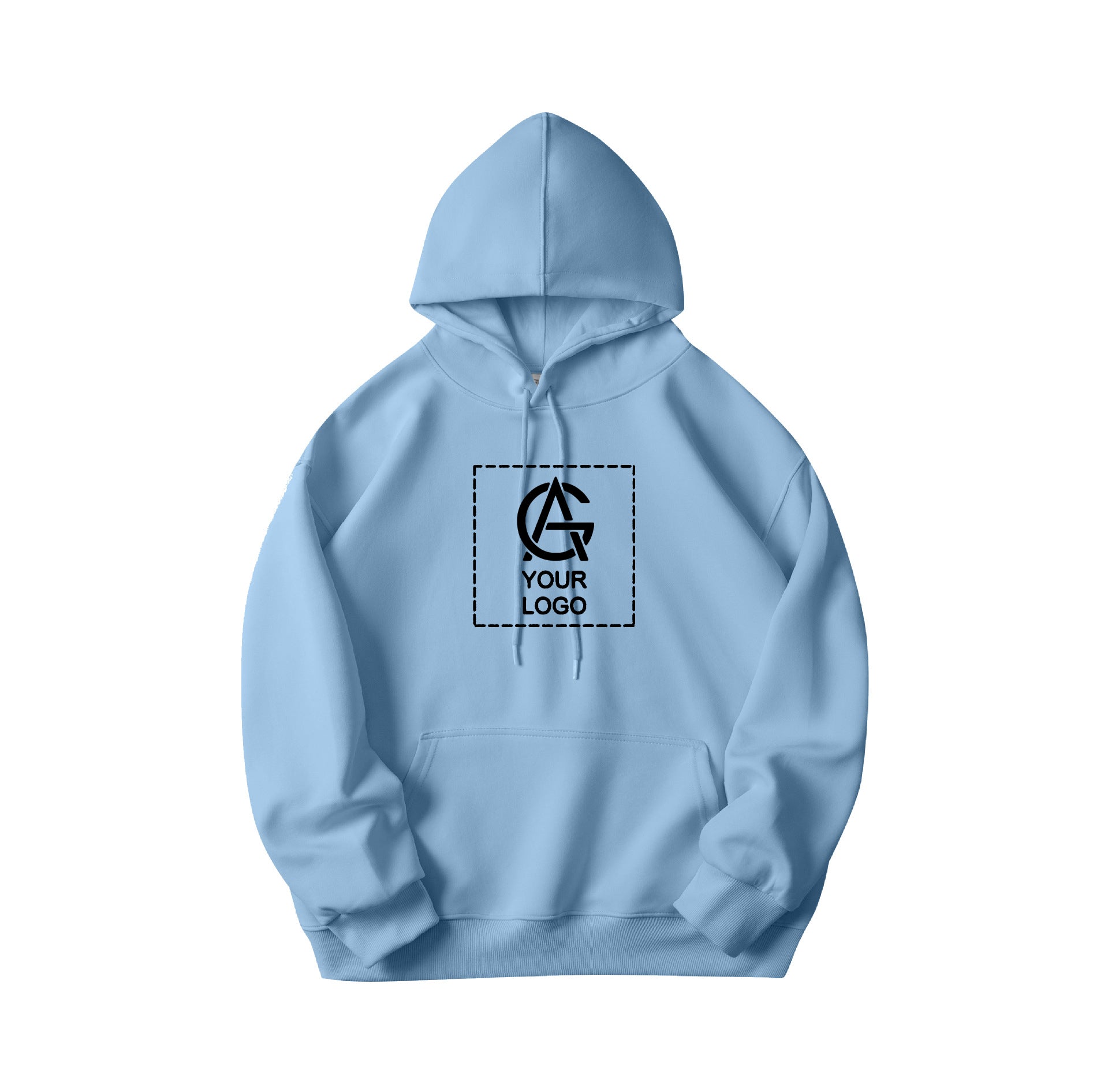 350GSM Pure Cotton Double-Layer Hooded Pocket Pullover Loose Sweatshirt