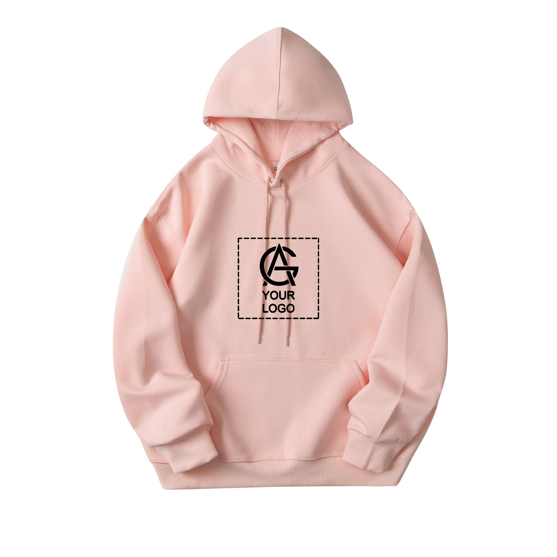 350GSM Pure Cotton Double-Layer Hooded Pocket Pullover Loose Sweatshirt