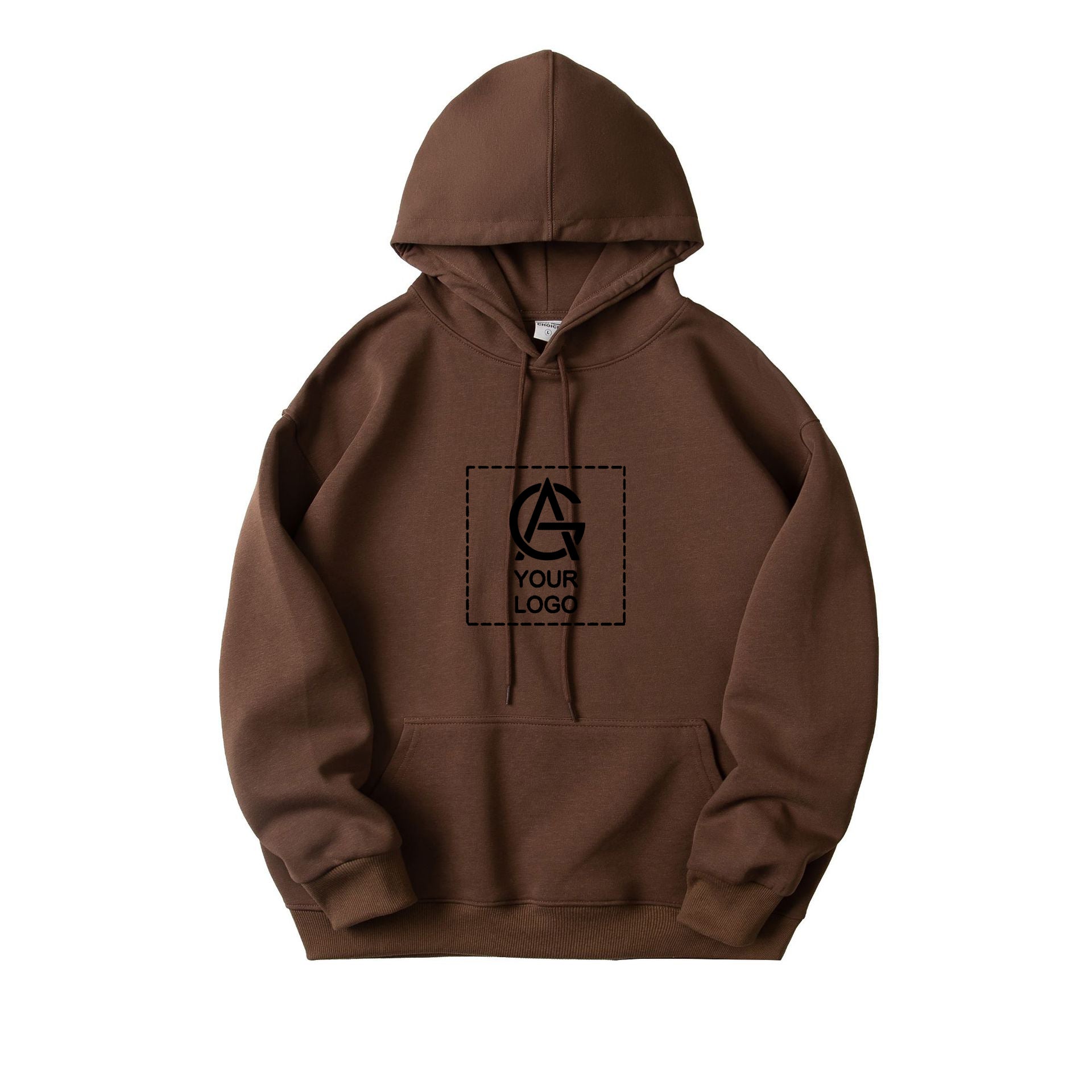 350GSM Pure Cotton Double-Layer Hooded Pocket Pullover Loose Sweatshirt
