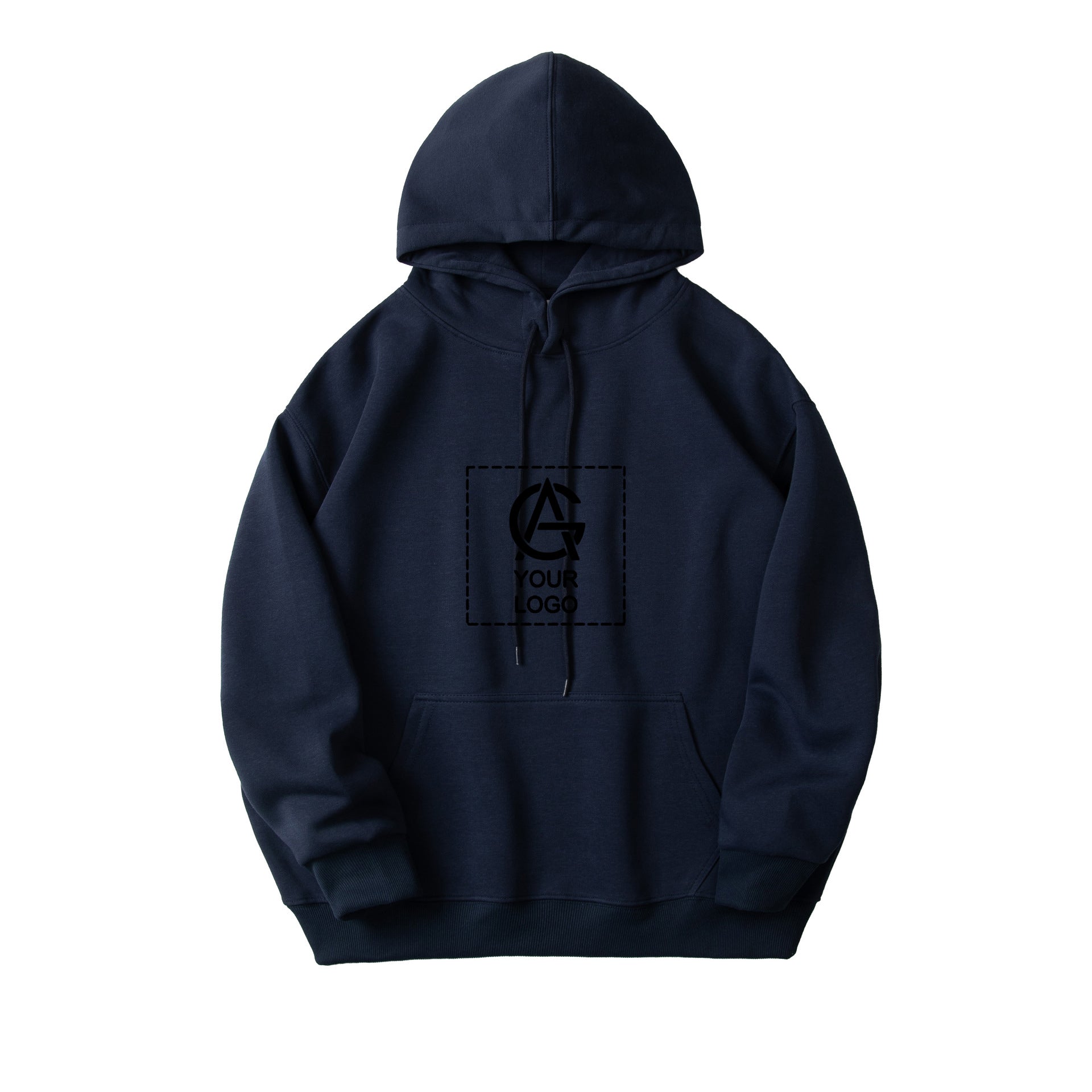 350GSM Pure Cotton Double-Layer Hooded Pocket Pullover Loose Sweatshirt