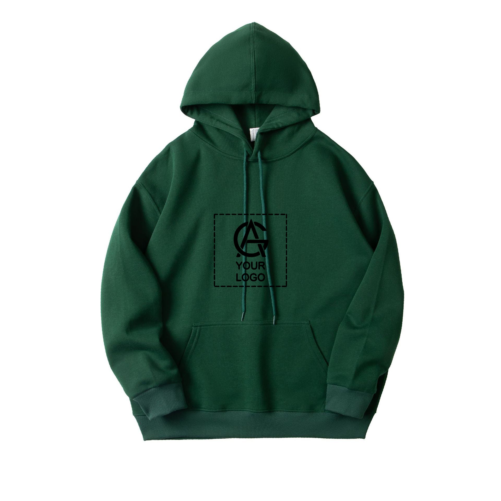 350GSM Pure Cotton Double-Layer Hooded Pocket Pullover Loose Sweatshirt