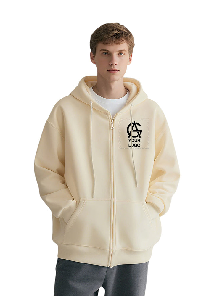 450GSM Heavyweight Pure Cotton Velvet Zipper Sweatshirt Jacket