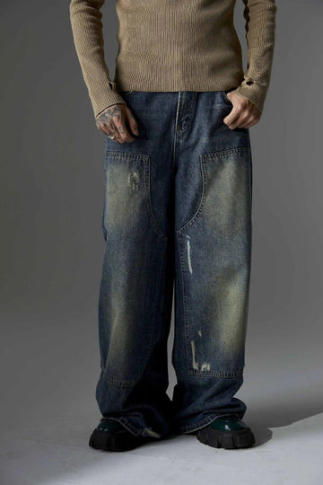 Blue Distressed Baggy Jeans