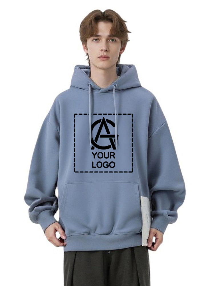 310GSM Pure Cotton Terry Double-Layer Hooded Drop Shoulder Loose Hooded Pullover Sweatshirt
