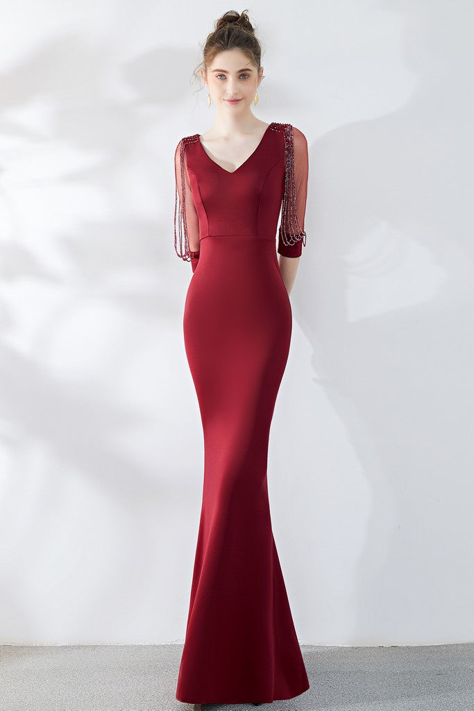 Dark Red Dress - Dresses