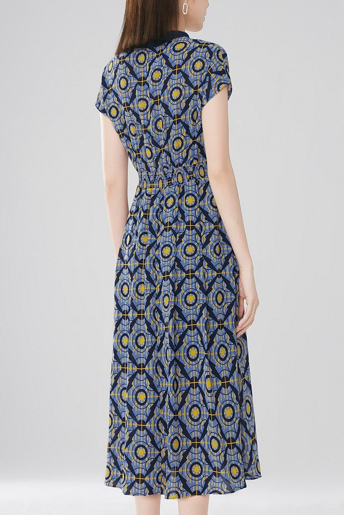 Blue & Yellow print Dress - Dresses