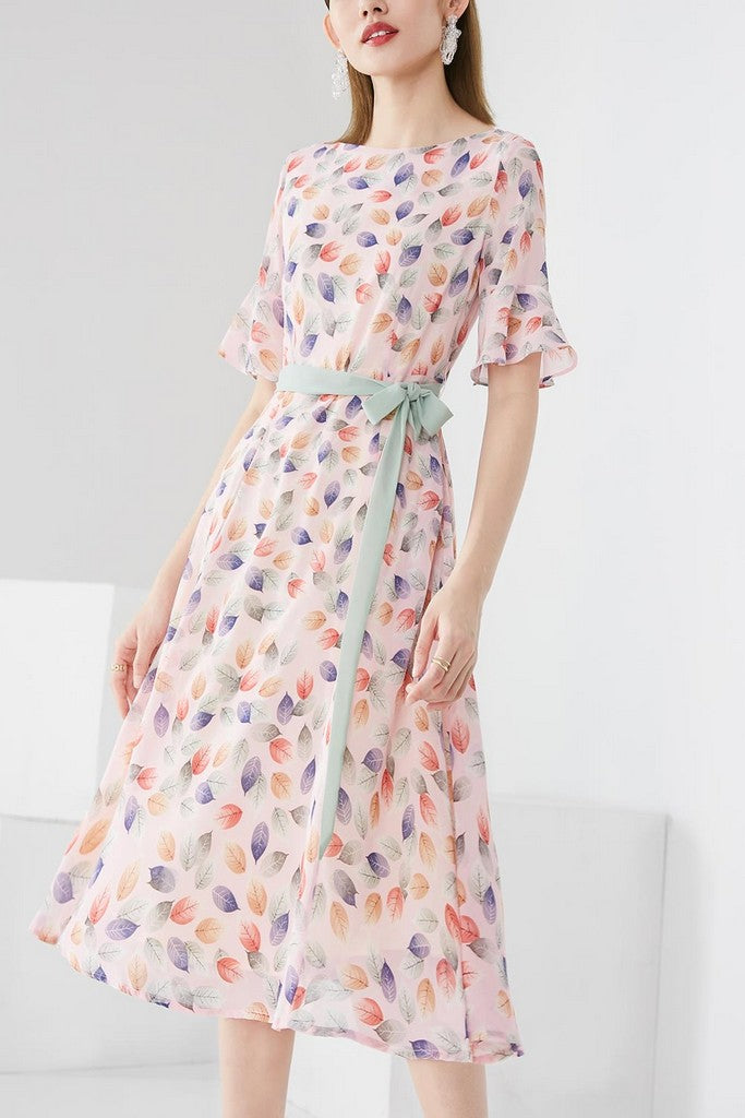 Light pink & Floral print Dress - Dresses