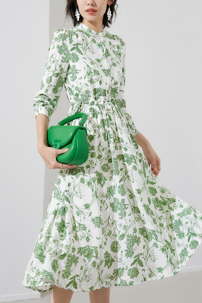 White & Green Dress - Dresses