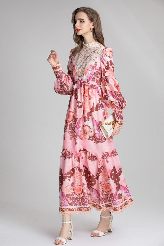 Pink & Floral print Dress - Dresses