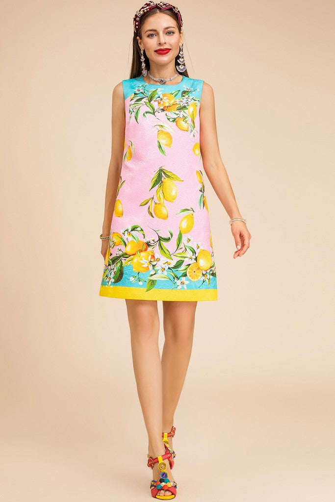 Pink & Yellow print Dress - Dresses