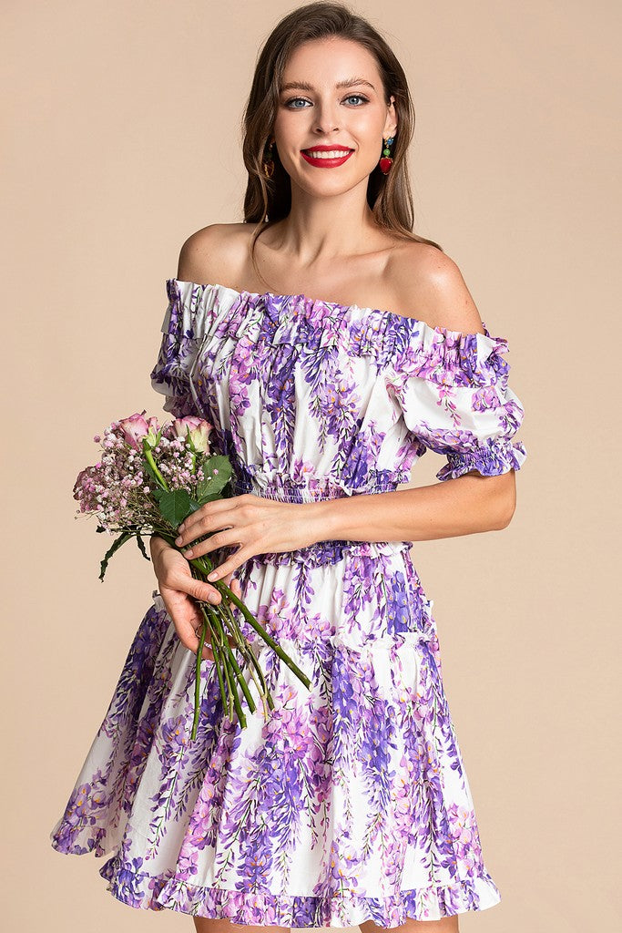 White & Purple & Violet Dress - Dresses