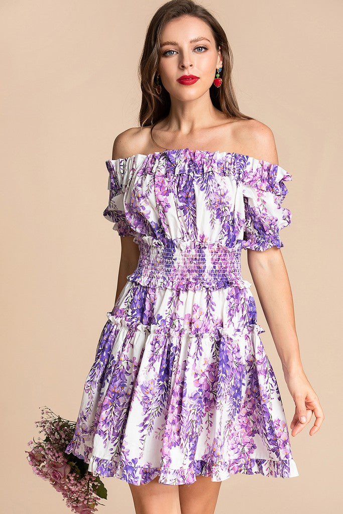White & Purple & Violet Dress - Dresses
