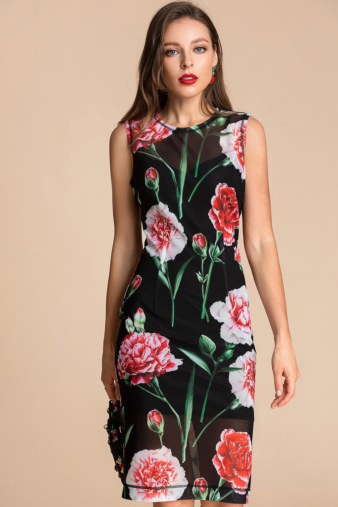 Black & Floral print Dress - Dresses