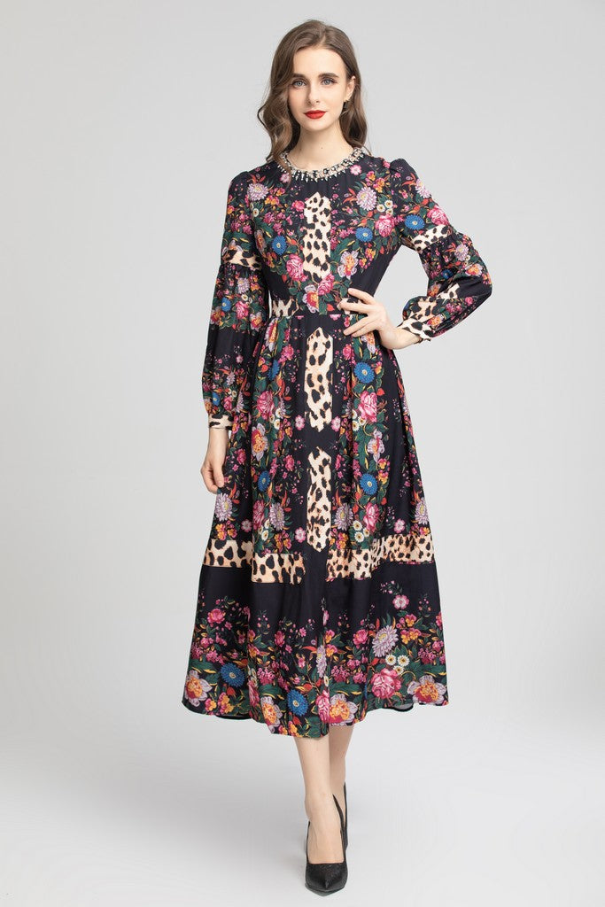 Black & Floral print Dress - Dresses