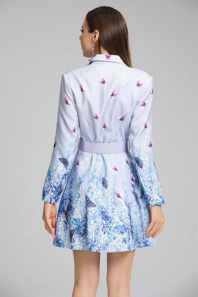 Light blue & Print Dress - Dresses