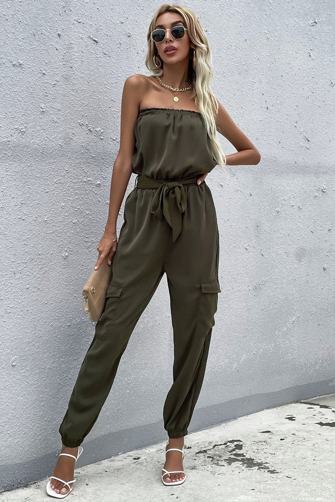 Army Green Day Jumpsuit - Jumpsuits