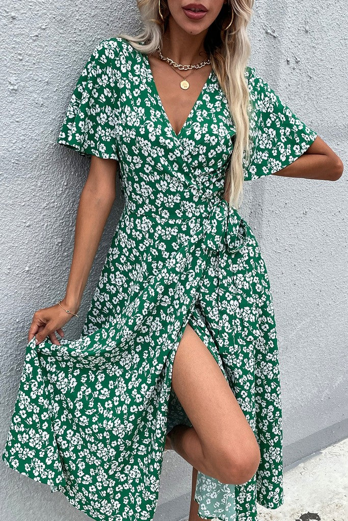 Green & Print Day Dress - Dresses