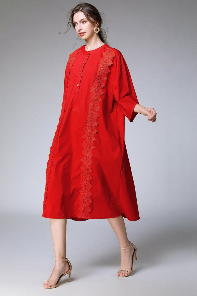 Red Day Shirt-dress - Dresses
