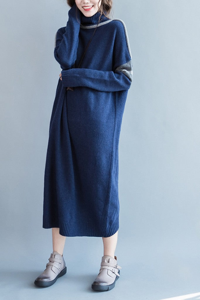 Blue Sweater-dress - Dresses