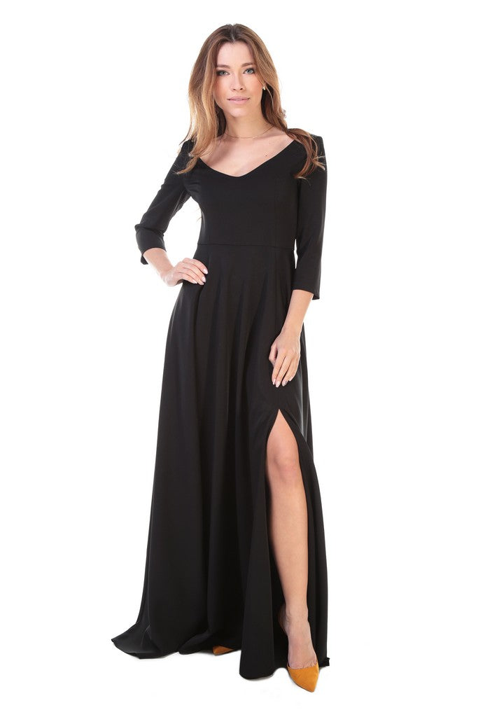 Evening Ankle Black Dress - Dresses