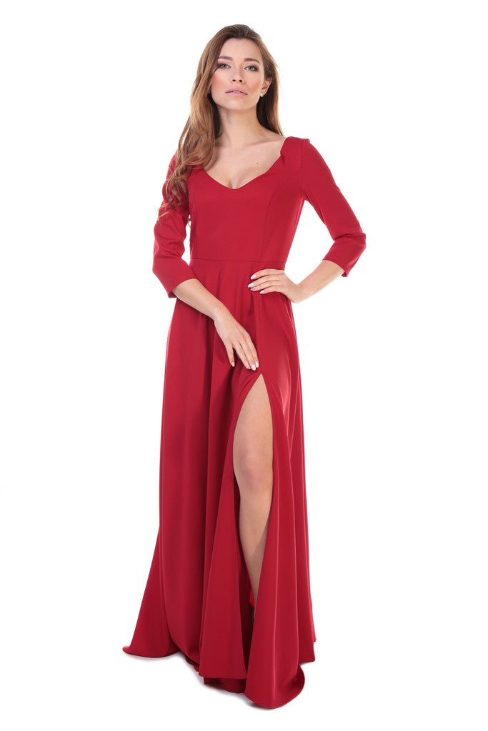 Evening Ankle Red Dress - Dresses