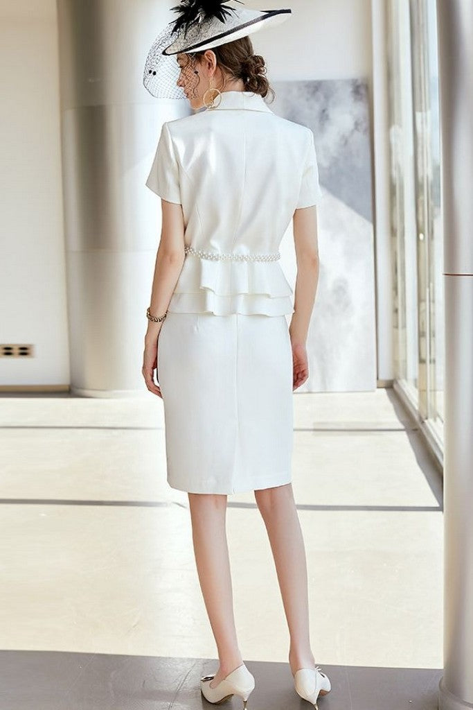 White Office Set (Blazer & Skirt) - Suits