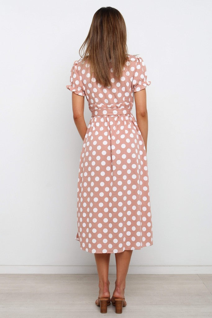 Pink & White polka dot Dress - Dresses