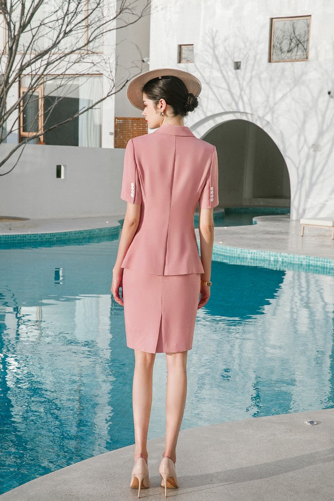 Pink Office Set (Blazer & Skirt) - Suits