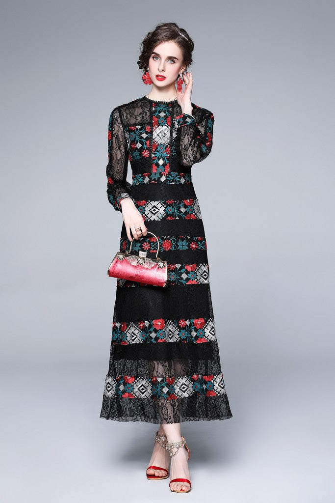 Black & Multicolor print Dress - Dresses