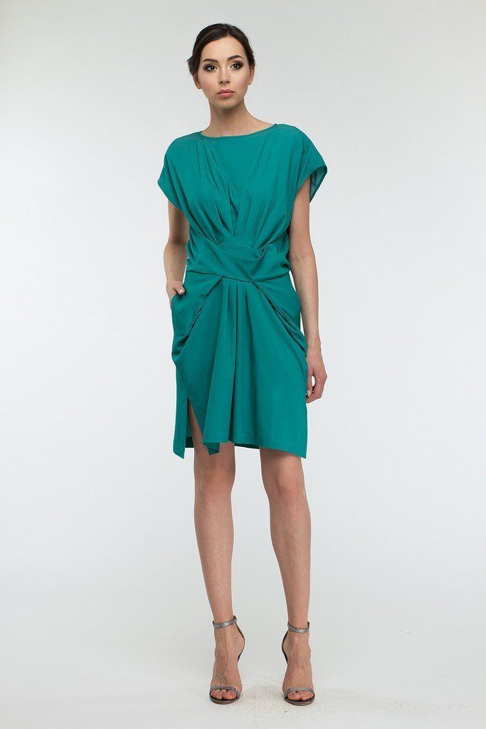 Green A-line Turquoise Above Knee Women`s Day Dress - Dresses