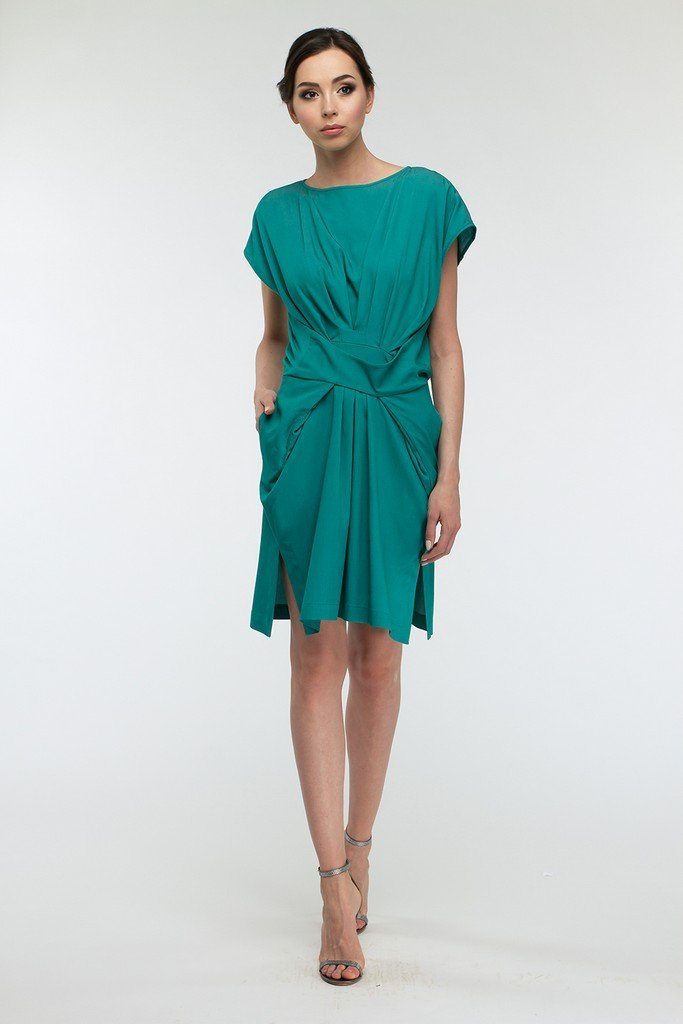 Green A-line Turquoise Above Knee Women`s Day Dress - Dresses