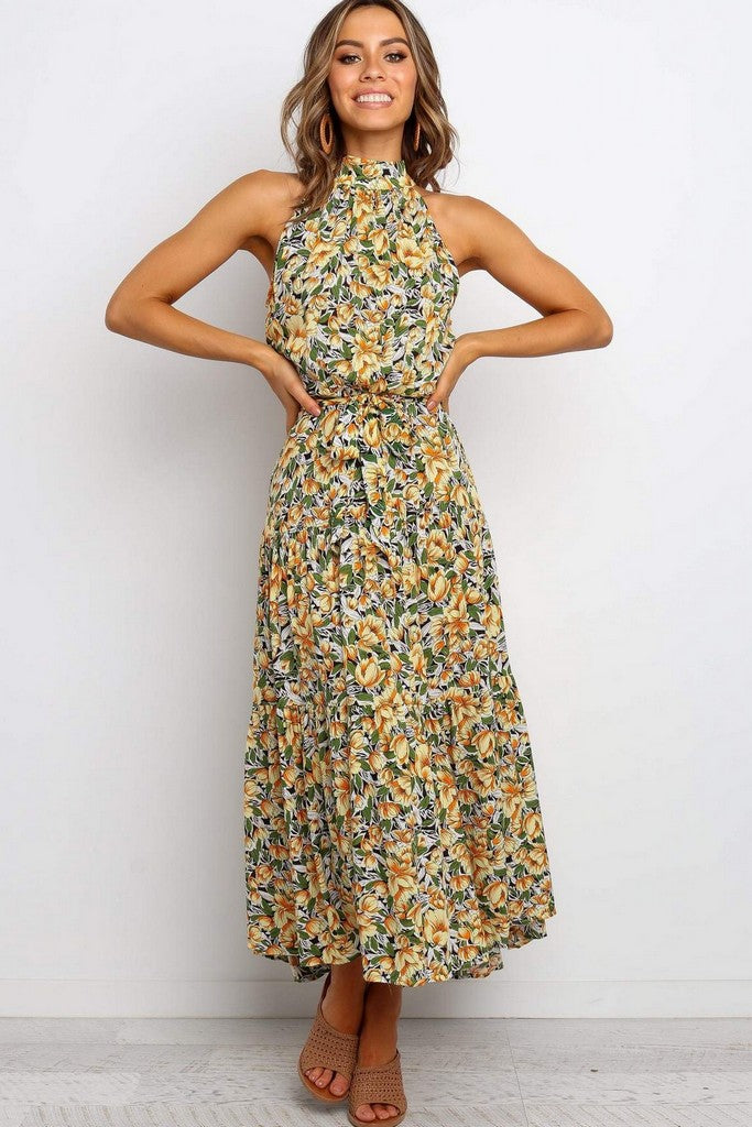 Yellow flower & Multicolor print Dress - Dresses
