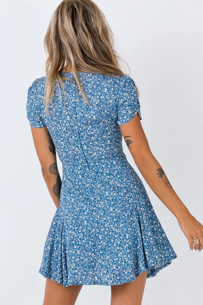 Blue & White floral print Dress - Dresses