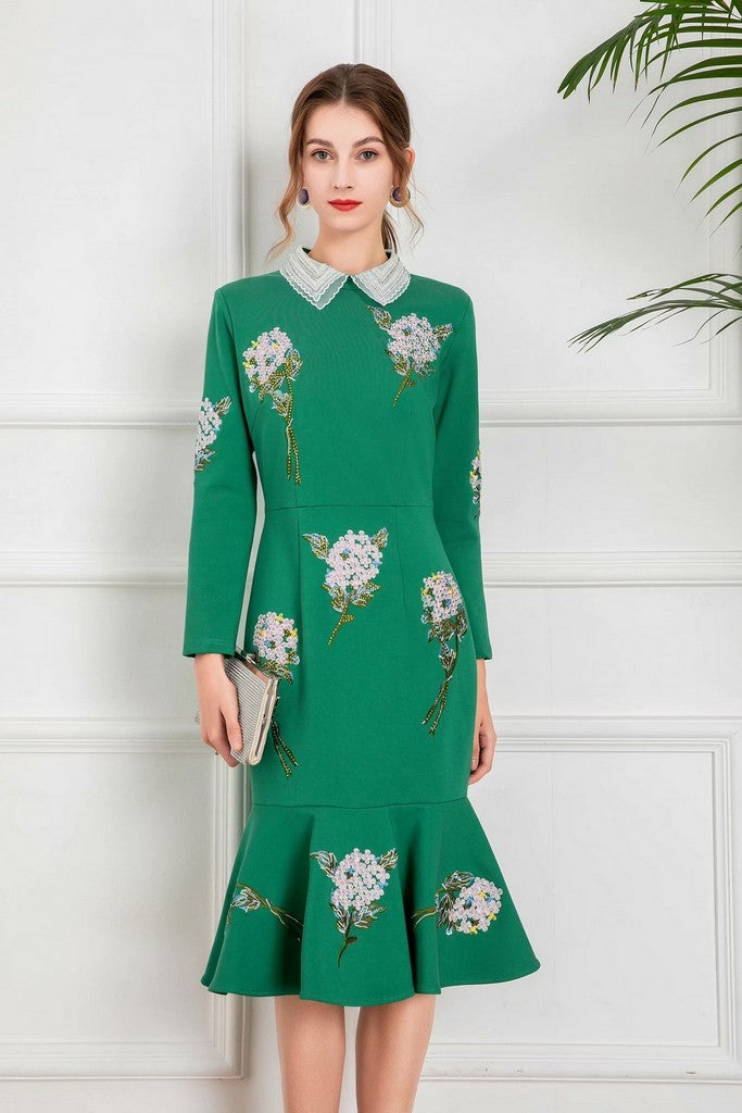 Green & Multicolor floral print Dress - Dresses