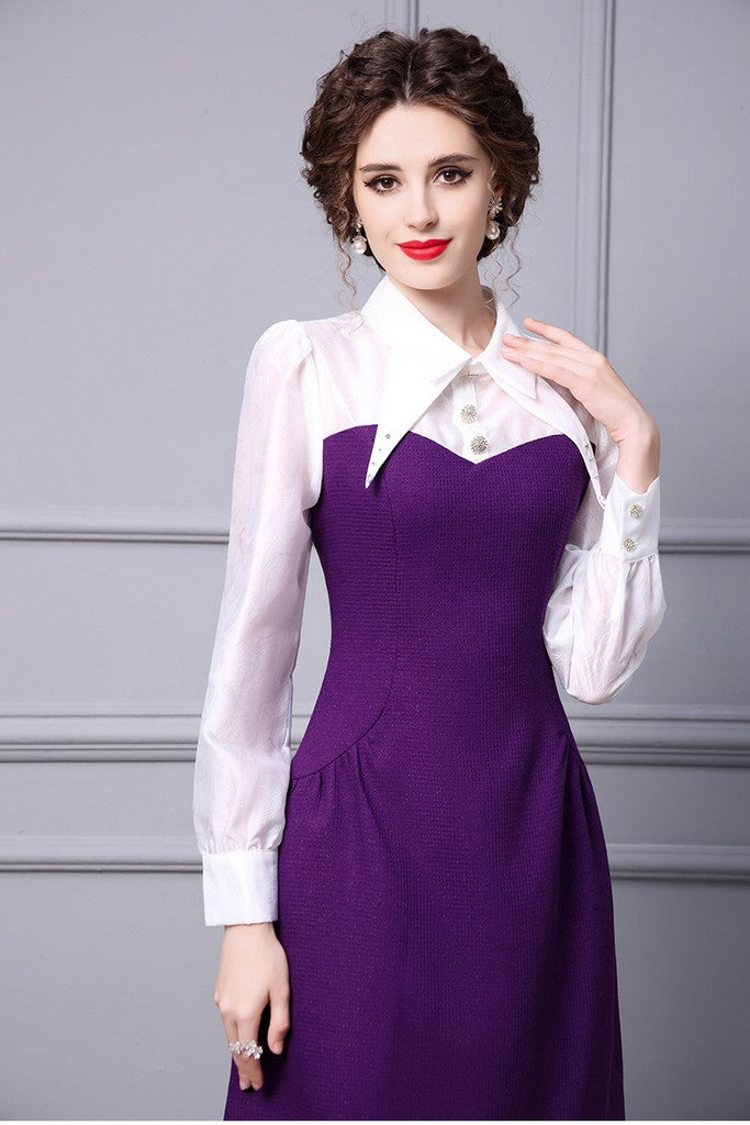 Purple Office Dress - Dresses