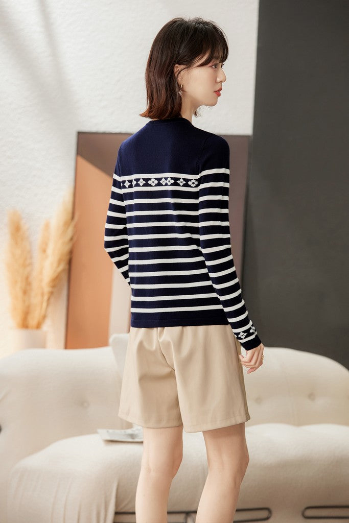 Navy & White stripes Day Sweater - Sweaters