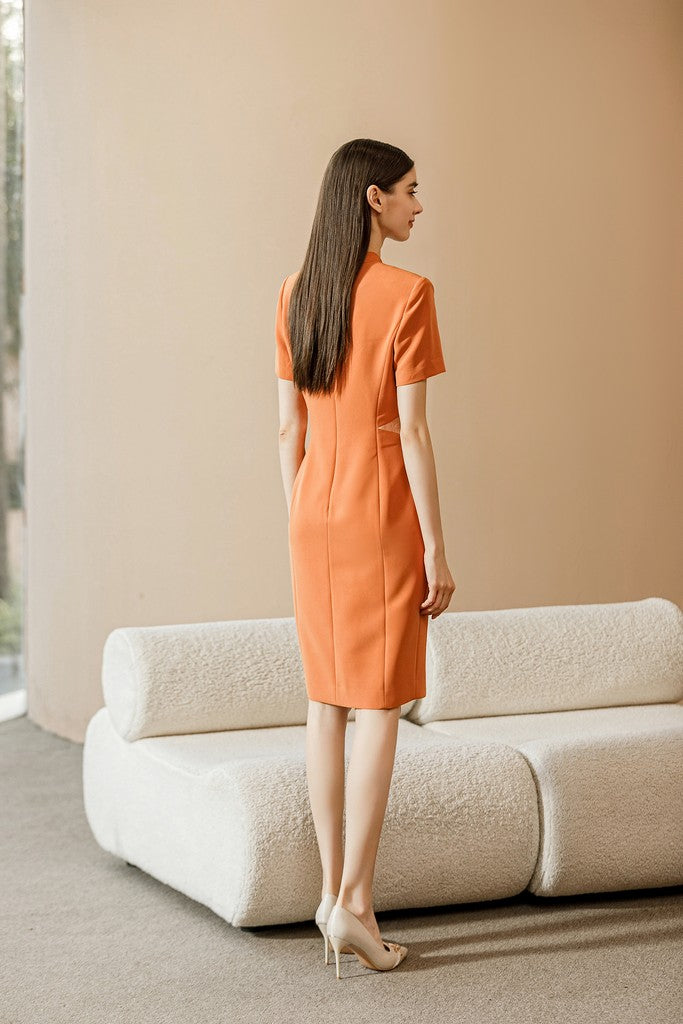 Orange Office Dress - Dresses