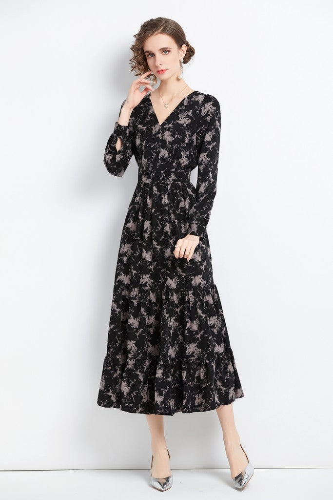 Black & Print Dress - Dresses